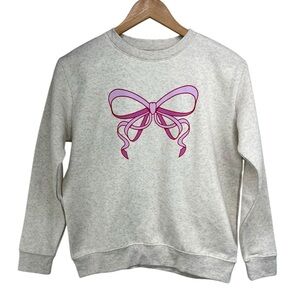 Live and Tell Pink Bow Scroll Crewneck Sweatshirt Youth Large